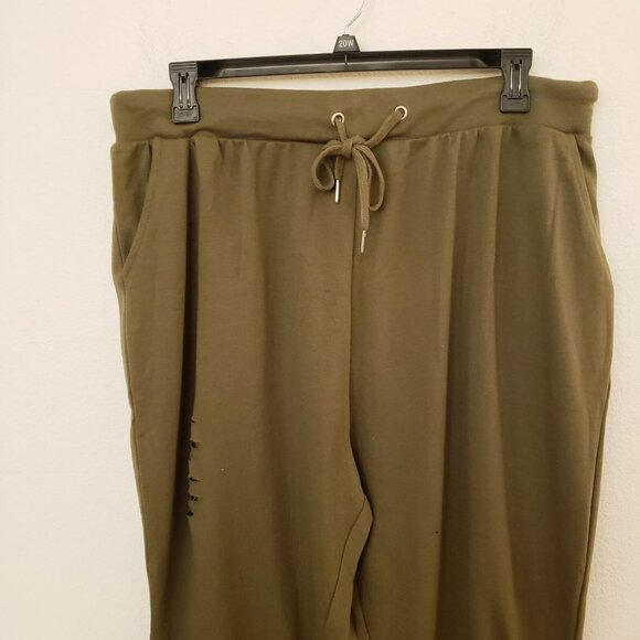 Jolie & Joy Olive Green Distressed Drawstring Waist Joggers Size 3X Jr Plus NWT - Picture 2 of 11